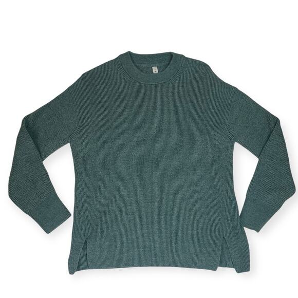 Lululemon womens size 10 merino wool sweater green knit pullover crew neck tide - Picture 1 of 10